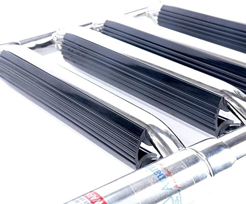Amarine Made Boat Ladder 4 Step Pontoon Boat Ladder Foldable Stainless Steel Marine Rear Entry Telescoping Ladder With Wide Steps Swim Deck Ladder With Pedal Hand Railing,Retaining Strap-400Lb #TOP7