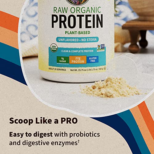 Image of Garden of Life Protein Powder, Vegan Protein Powder, BCAA, Probiotics & Digestive Enzymes, Gluten & Lactose Free, Unflavored, 20 Servings