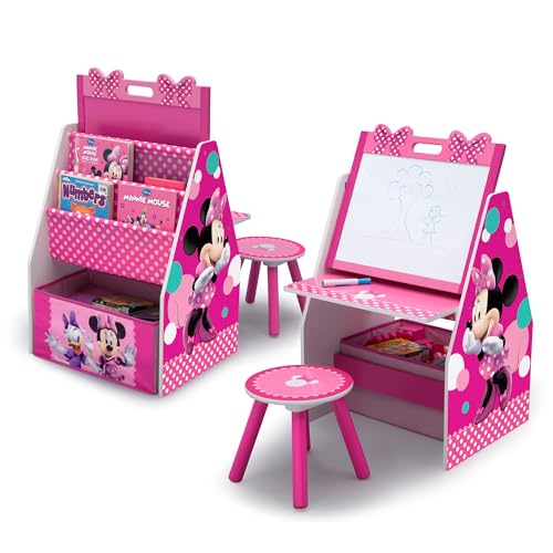 Image of Delta Children Deluxe Kids Art Table | Easel, Desk, Stool, Toy Organizer, Disney Minnie Mouse