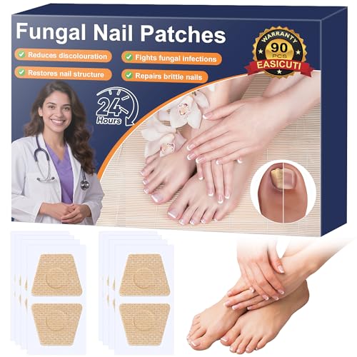 EASICUTI Fungal Nail Patches, 90 PCS Fungal Nail Treatment for Toenails Extra Strong, Overnight Renewal for Nail Fungus Damage, Restores Healthy Appearance, Protects Thick, Broken & Discolored Nails