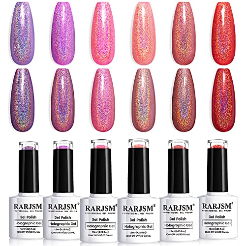 RARJSM Six-Piece Holographic Gel Nail Polish Set #TOP12