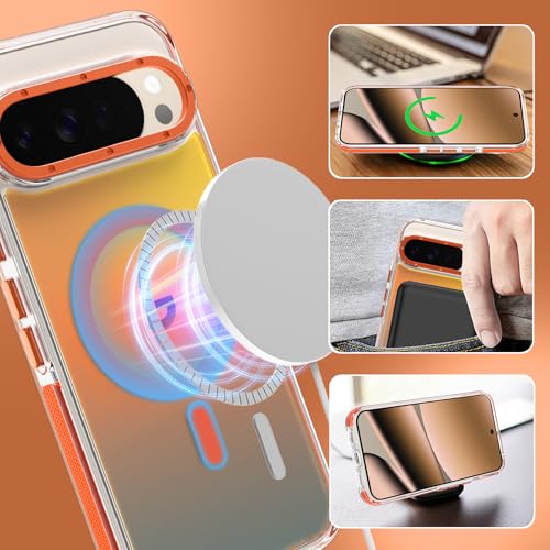 Image of Magnetic Case for Google Pixel 10 Pro XL [Compatible with Magsafe] [Cute Fashion Fluorescent Design] Shockproof Slim Translucent Matte Case for Pixel 10 Pro XL 6.8 inch, Orange