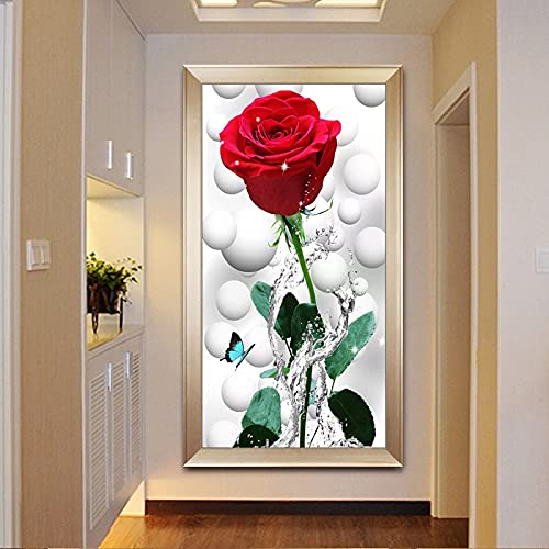 Kits diamant peinture complet 5D rose rouge 50x120cm artisanat point de croix strass cristal - 2