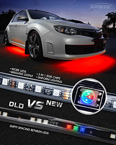 Xprite UGL-62709-G2-FBA Car Underglow Neon Accent Strip Lights, 4Pcs Rgb 252 Leds Underglow Kit With Sound Active Function Music Mode & Wireless Remote, Exterior Car Lights Underbody Lighting thumb #1