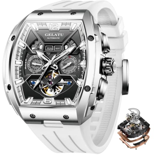 Image of OLEVS Luxury Watches for Men Black Mechanical Wrist Watch Self Winding Automatic Tourbillon Watches Skeleton Waterproof Mens Wrist Watch
