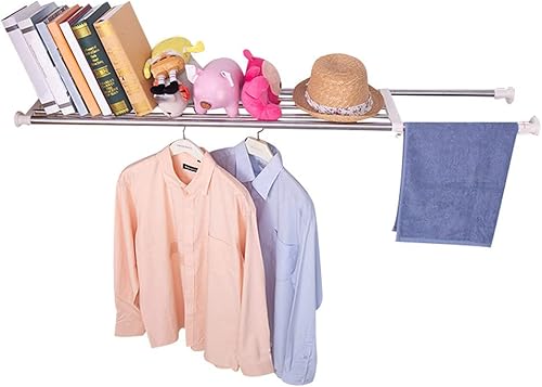 Miniatura 8 de Hershii Estante de tensión extensible para armario, estante de almacenamiento ajustable, resistente organizador de bricolaje divisor para armario,