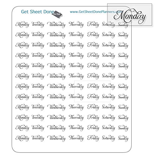 Mini Transparent Weekly Gold Foil Planner Stickers for Hobonichi Planners and Organisers Journal Calendars Life Planner Happy Planner Cute Kawaii Chore Stickers ToDo Clear Days of the week