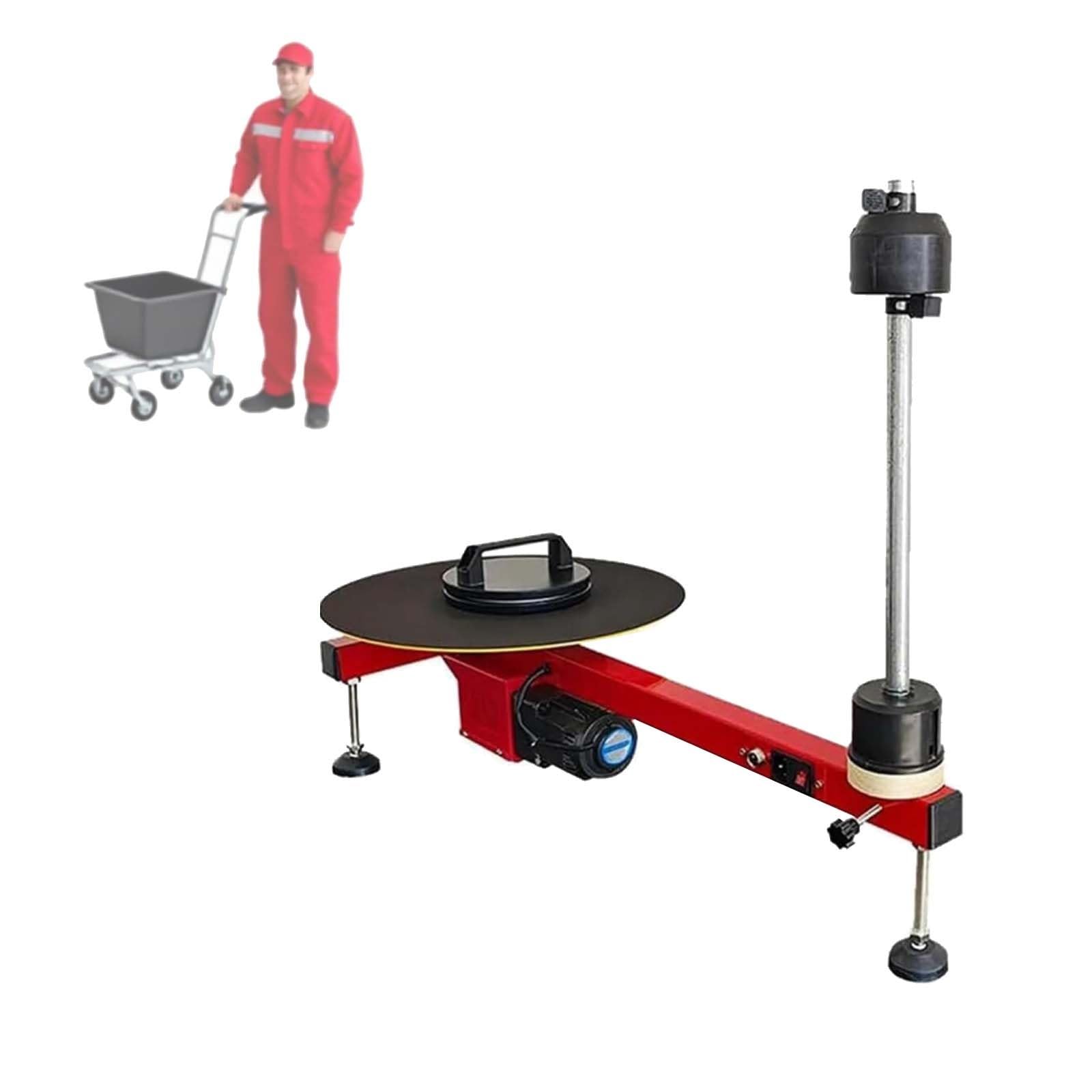 Elektryczna Laminarka Do Folii Stretch, Solidna Konstrukcja Z Obrotnicą 40 Cm. Automatyczny Podajnik Folii Do Przemysłowego Owijania Palet. Stabilne Pakowanie Kartonów. Udźwig 50 Kg.