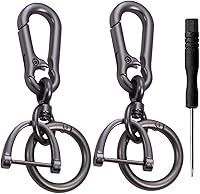 Vista 5 de 2 juegos de llavero para coche, clip para llave de coche, llavero con forma de herradura de liberación rápida con anillo en D y mosquetón redondo