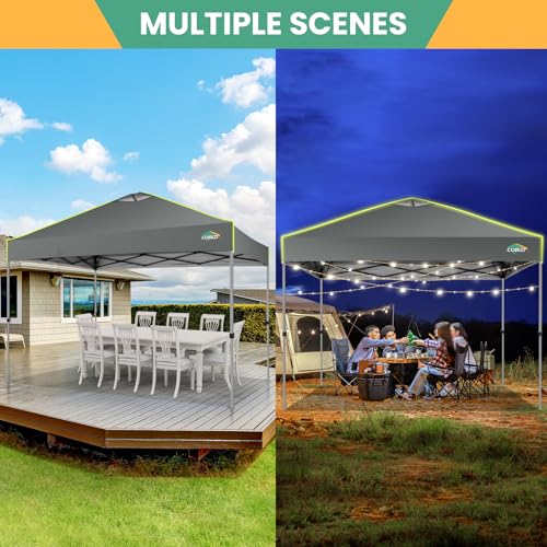 Image of COBIZI 10x10 Pop Up Canopy - One Push Setup Tent, Glow Strips, 4 Sidewalls