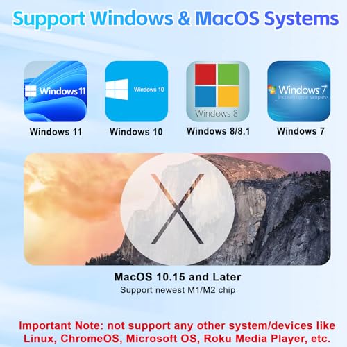Herfair Splitter for Dual Monitors Extended Display 1 in 2 Out USB to HDMI VGA External Graphics Card Support Windows MacOS System Simultaneously Output 2 Screens, Driver Install Needed by Herfair - Image 3