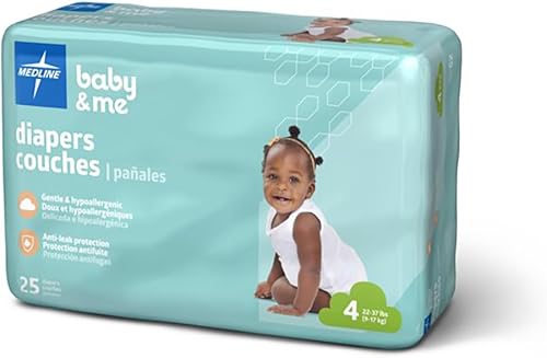 Miniatura 3 de Medline Pañales desechables para bebé, talla 4 (22-37 libras), caja de 200
