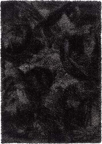 Image of Tauhid Carpet Handmade Super Soft Shag Carpet Rug Microfiber Area Carpet Rug for Living Room, Bedroom, Home Decor 2x5 feet Runner Black
