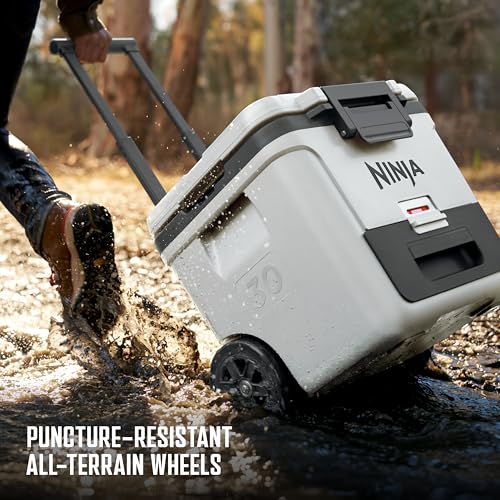 Image of Ninja | FrostVault 30QT Cooler with Wheels | Insulated with Temp Dry Storage Drawer | Keeps Ice Cold for Days | for the Beach, Camping, Picnics & More | Strawberry Rhubarb | FB230BP