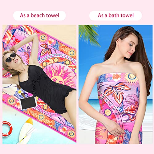 Aspmiz Burning Sun Beach Towel Oversized, Sun And Moon Bath Towel Psychedelic Mandala Towel For Women Men, Super Absorbent Sand Free Beach Towels For Bathroom Swim Sport Gym, 30 X 60 #TOP7