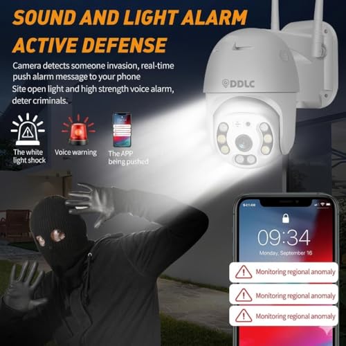 Image of DDLC 5MP Outdoor WiFi PTZ Security Camera | 360 Rotation | Color Night Vision | Motion Detection | Two Way Audio | Wireless CCTV Camera for Home | Mobile App V380 Pro (PTZ Camera)