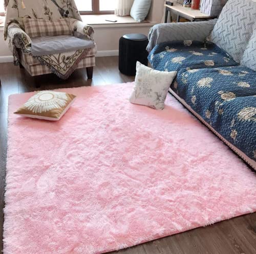Ultra Soft Pink Rugs For Bedroom 5X8 Feet, Fluffy Shag Area Rugs For Living Room, Large Comfy Furry Rug For Girls Kids Baby Room Decor, Non Slip Nursery Rug Modern Indoor Fuzzy Floor Carpet #TOP7