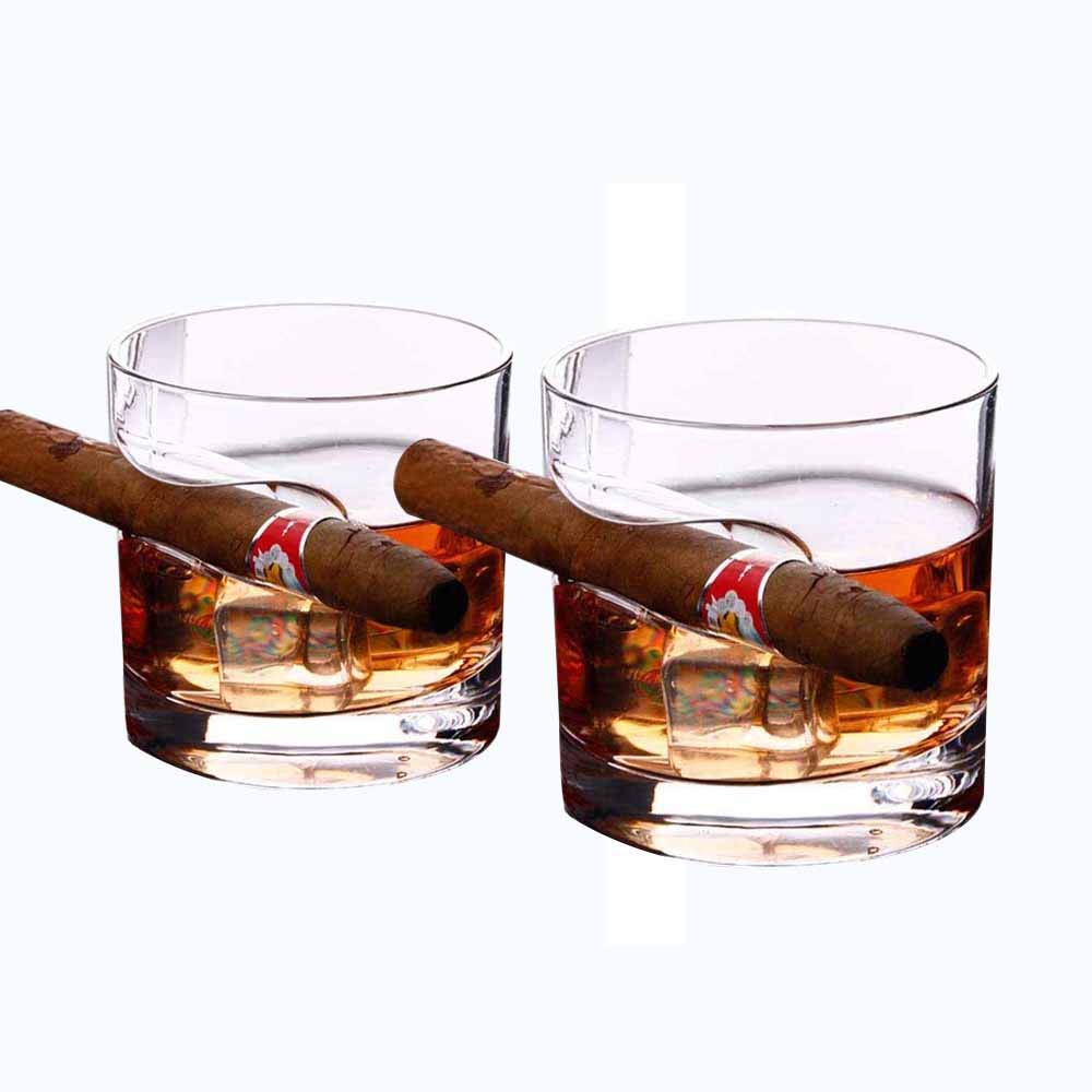 Buy Whiskey Glass with Cigar Holder, Old Fashion Style Wine Glass