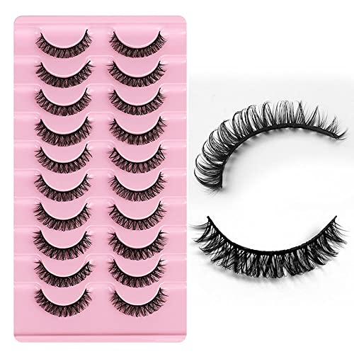 Eyelashes Russian Strip Lashes Natural Fluffy Wispy D Curly Effect Hybrid Strip Lashes Look Like Extensions 10 works (D-01) - Image 4