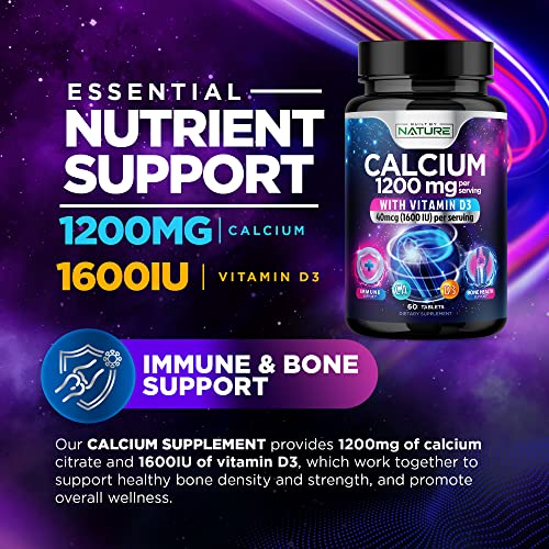 Calcium 1200Mg With Vitamin D3 For Best Absorption - Advanced Bone Support Supplement, 1200 Mg Calcium Carbonate & 1600 Iu Vitamin D3, Slow Release For Immune Support, Easy To Swallow, 60 Tablets #TOP3