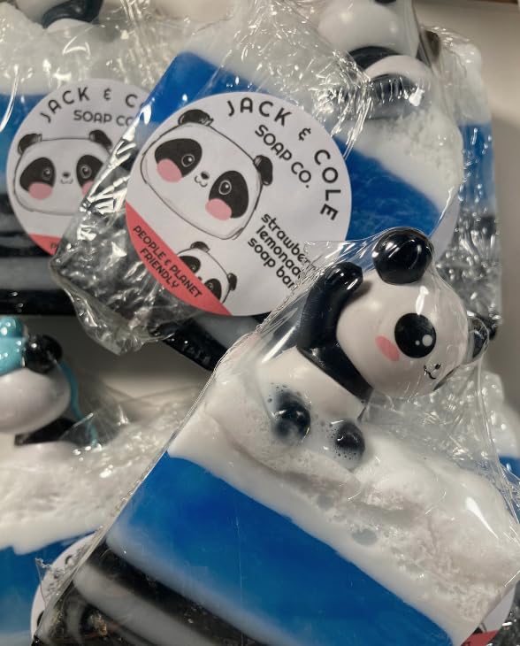 Miniatura 3 de Panda soap bar strawberry lemonade glycerine soap bar with a panda figure on top great for Easter baskets, stocking stuffer panda theme