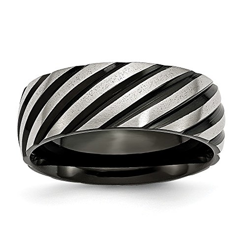 ICE CARATS Stainless Steel 8mm Black Plated Swirl Brushed Wedding Ring Band Size 12.50 Fancy Fashion Jewelry for Women Gifts for Her