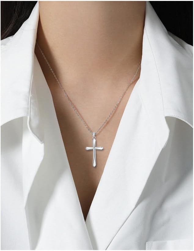 Rnivida 925 Sterling Silver Cross Pendant Necklace, Simple Cross Jewelry Gift for Women - Image 3