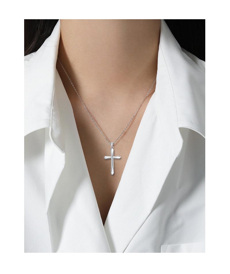 Rnivida 925 Sterling Silver Cross Pendant Necklace, Simple Cross Jewelry Gift for Women3