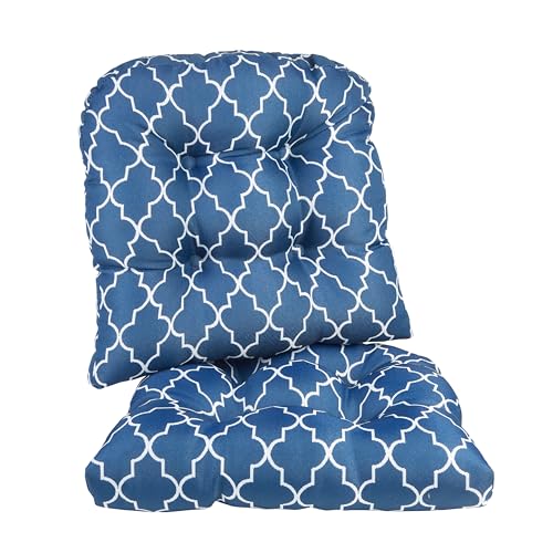 Klear Vu Gripper Overstuffed Universal Non-Slip Dining Chair Cushions for Kitchen Decor or Office Use, U-Shaped Skid-Proof Seat Pad, 15x15 Inches, 2 Count (Pack of 1), Geo Blue