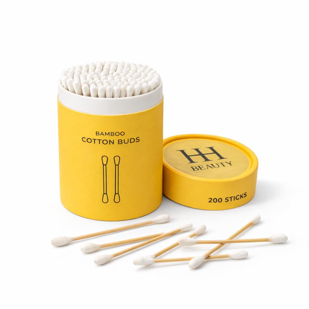 Bamboo Cotton Swabs 1-Pack (200 Count) - Natural Cotton, Eco-Friendly Cotton Buds with Wooden Bamboo Sticks, 100%, for Makeup, Baby Care, Beauty & Cleaning