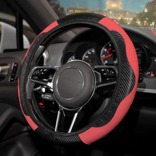 Flaconi Coprivolante Per Auto Copri Manubrio In Pelle Adatto per la Maggior Parte dei Coprivolanti Delle Auto (Rosso)