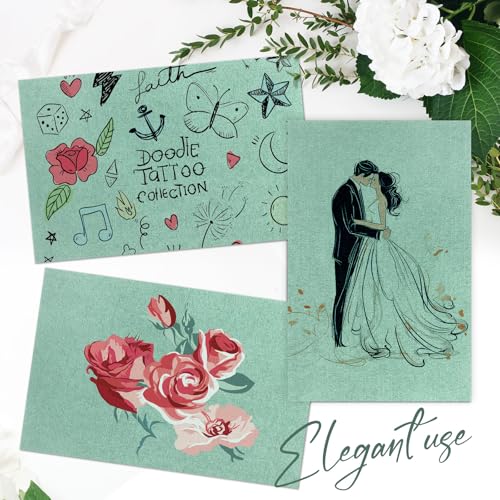 Papier cartonné lin vert pour invitations de mariage et correspondance créative