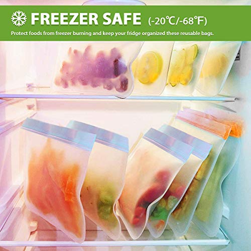 Reusable Storage Bags, 10 Pack BPA Free PEVA Resuable Freezer Bags,Reusable Gallon Bags, Reusable Sandwish Bags, Silicone Food Bags for Women, Men and Kids - Thumbnail 3