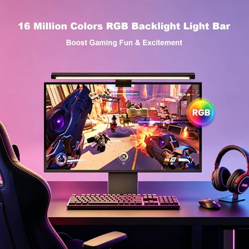 Image of YEELIGHT Monitor Light Bar RGB Backlight, Ra98 Computer Lamp Works with Matter & Alexa for Home Office Gaming, 350LM Dimmable No Glare Eye-Care LED Screen Bar, USB Desk Lamp with Screen & Music Sync
