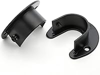 Vista 3 de 4 soportes de acero inoxidable para barra de armario, soporte de barra de cortina de ducha en forma de U de 1 pulgada, soporte de extremo para barra