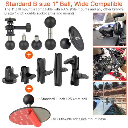 Base de montage adhésive à boule de 2,5 cm pour bras double prise RAM - 2