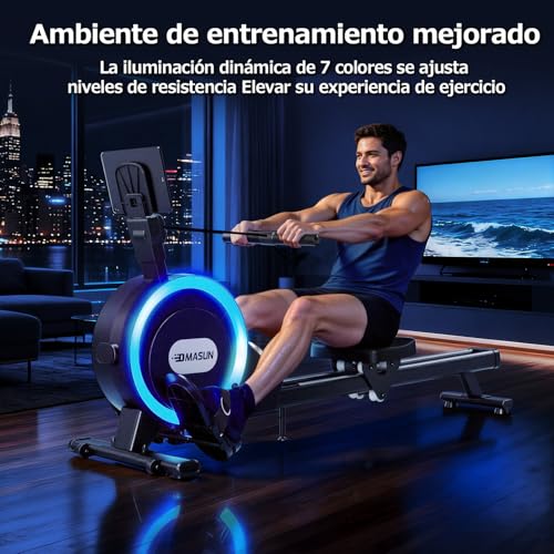 Miniatura 2 de Dmasun Máquina De Remo Para Casa, Remo Magnético Con 32 Niveles De Resistencia Silenciosa, Rieles Deslizantes Dobles Mejorados, Capacidad De Peso De 160 Kg, Compatible Con App, Indicador De Luz