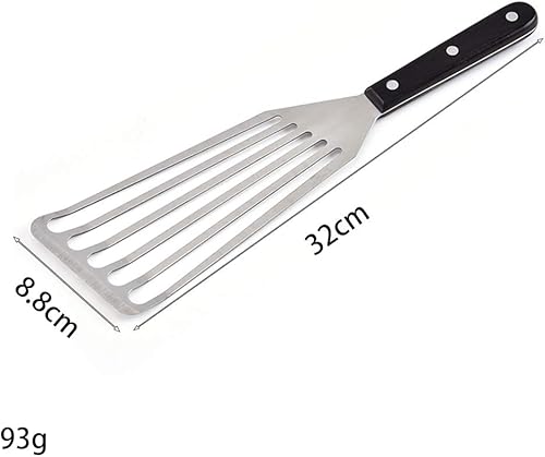Miniatura 2 de Espátula de pescado de acero inoxidable, espátula ancha y fina de cocina con mango cepillado, espátula antiadherente para galletas de cocina para