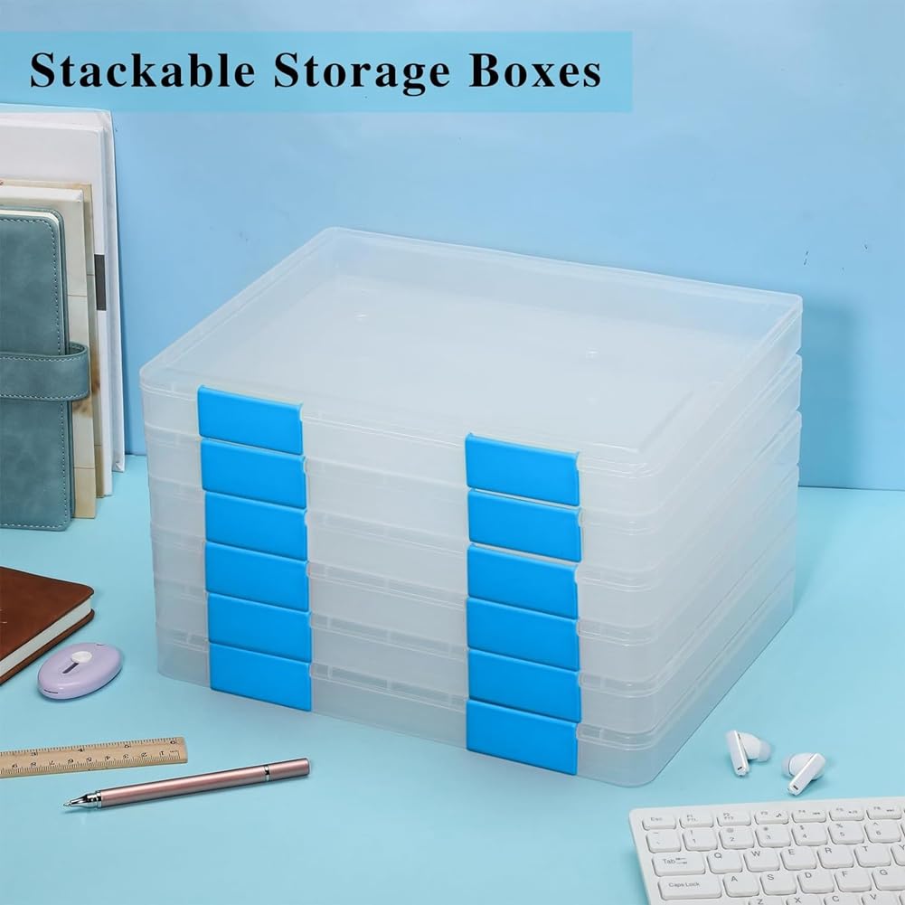Caja de archivos transparente A4, 6 unidades, caja de plástico para archivos, archivos, archivadores, con hebilla