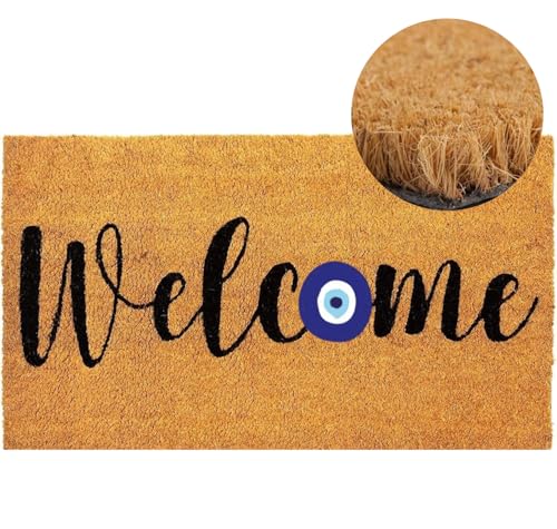 FAH Home Welcome Doormat Evil Eye Doormat Indoor Outdoor Durable Non Slip Rug Indoor Front Door Mat for Shoes