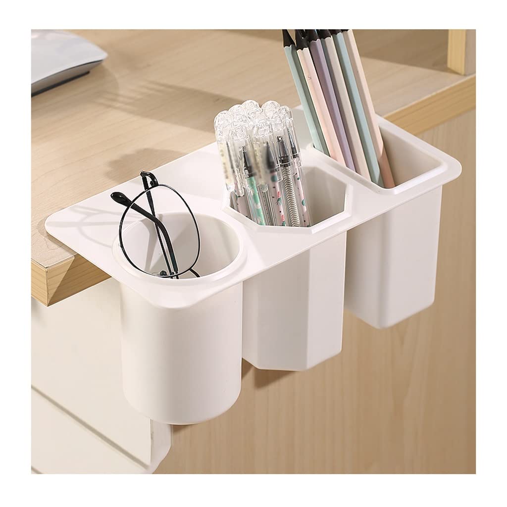 AZHKJKZH Desk Tidy Caddy Creative Multifunction Makeup Brush Pot Pen Holder Stationery Storage Container Desk Decoration Office Supplies(A-White)