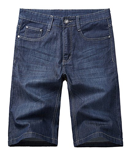 Allonly Men's Fashion Casual Relaxed Fit Stretch Denim Jean Short Plus Size Big And Tall Dark Blue US 40 Tag 42