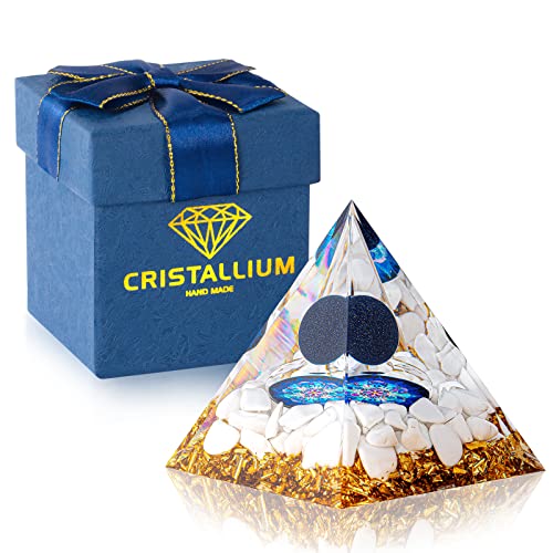 Cristallium Orgone Pyramid Crystal Healing Stone Energy Generator Healing Crystals Chakra Crystal Healing Meditation Crystal Sphere Orgonite Crystal Pyramid Women Gift - Blue Stone #TOP2