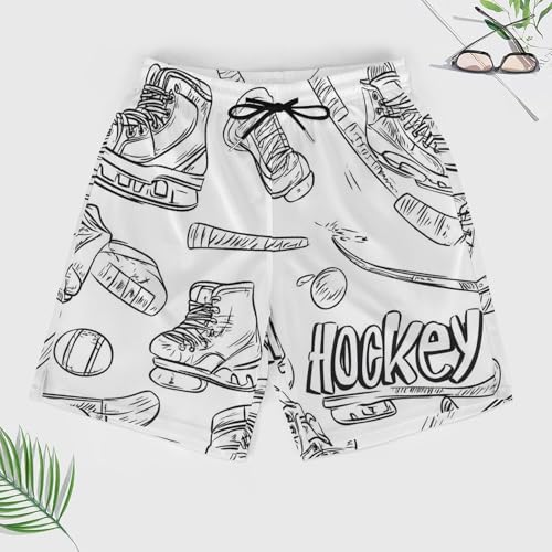 Hockey Skates And Ice Pucks Men's Board Shorts Swimsuit Beach Pants Swimwear Bathing Suits3
