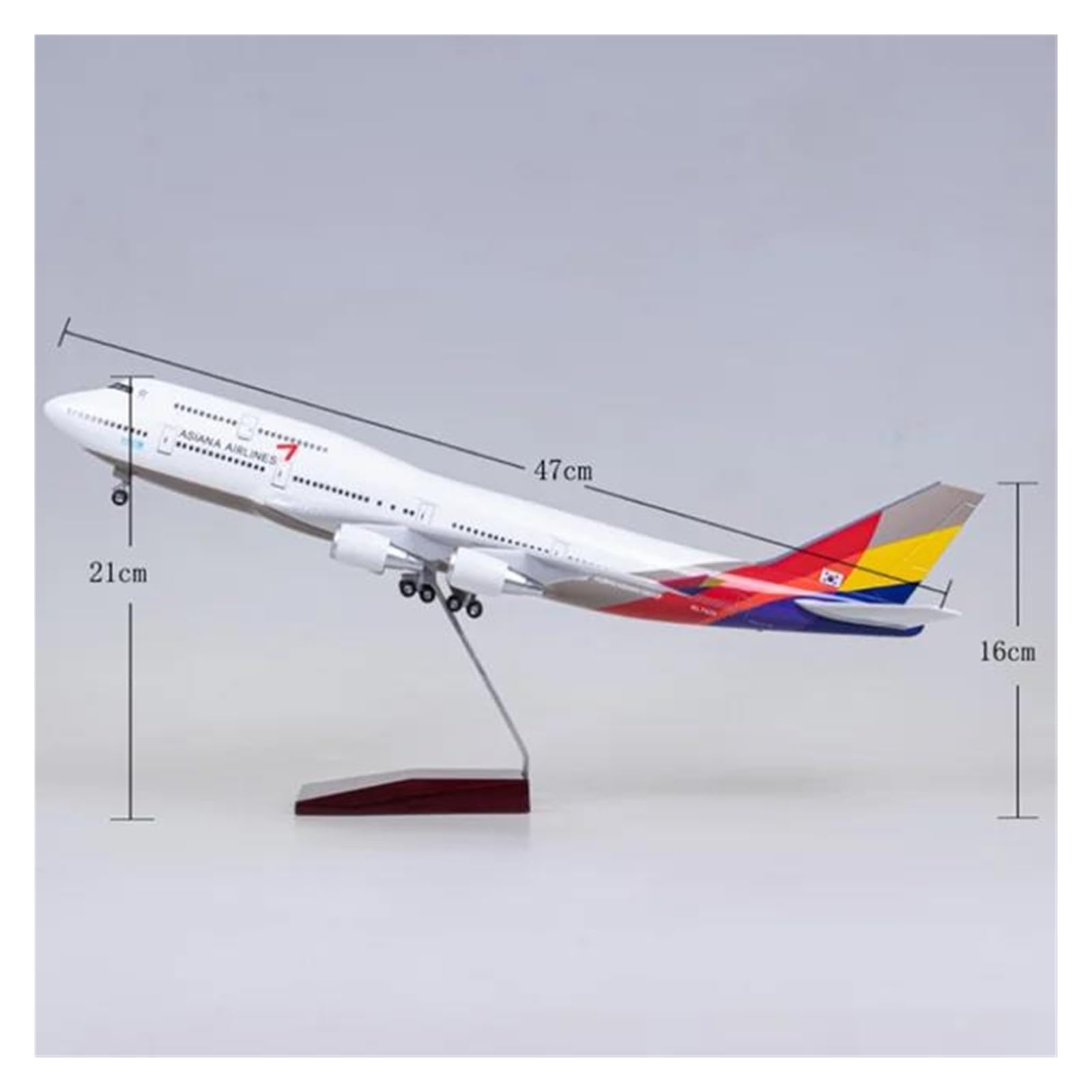 Imprescindible para coleccionistas Modelos de Aviones a pequeña Escala 1/160 para avión de 47 CM B747 ASIANA Coreana W Luz LED Kit de construcción de Modelo de decoración de Ventiladores de avión de