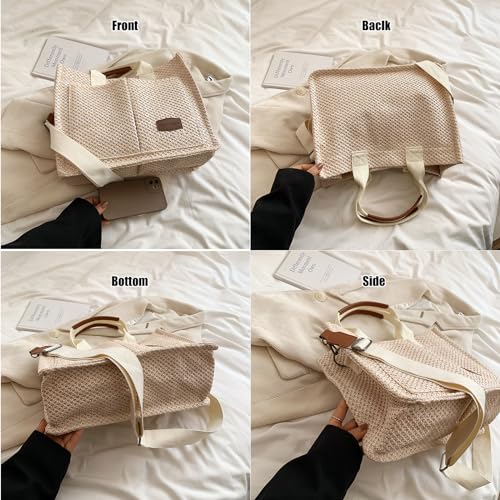Image of Cherry Tote Bag for Women Canvas Patched Purse Cute Shoulder Bag Multi-Pocket Satchel Handbag for work travel