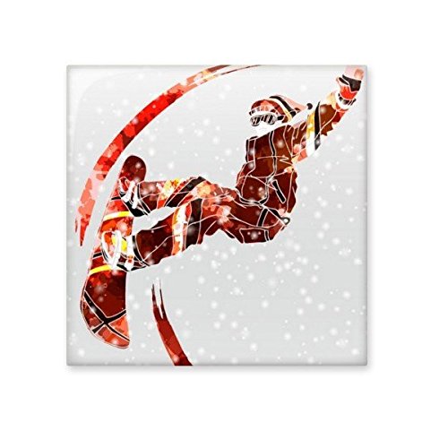 Carreau céramique sports d'hiver illustration ski aquarelle déco cuisine
