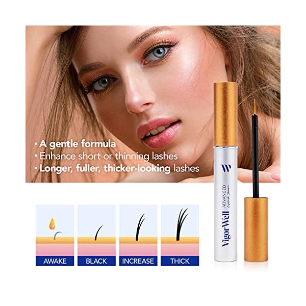 VigorWell Eyelash Growth Serum for Longer Thicker Lashes & Brows, Irritation Free Formula (5mL)