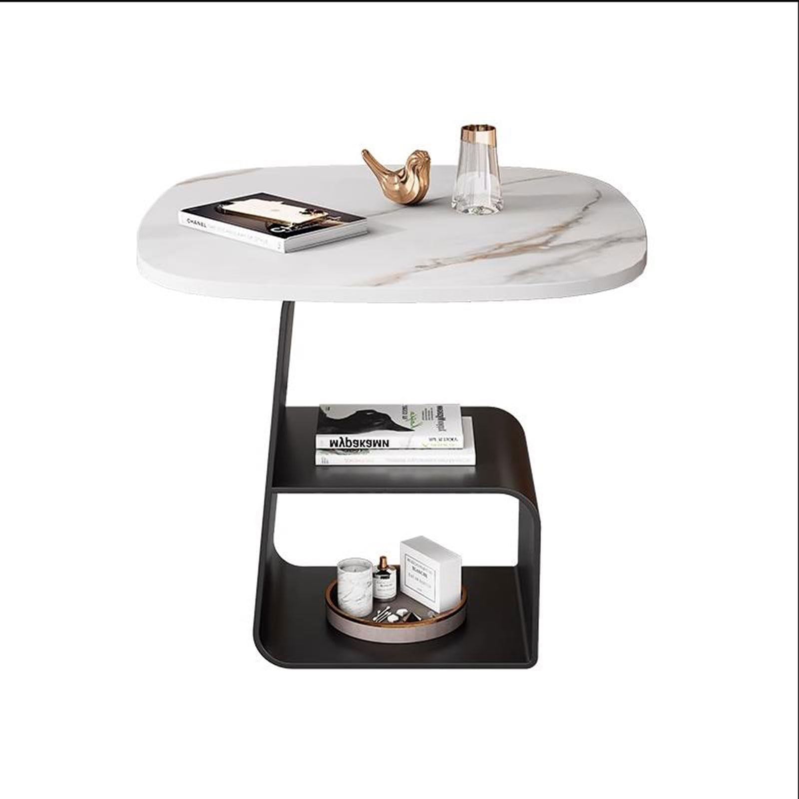 eexbz Sofa Square Side Table, Two-Tier Side Table Sofa Table for Living Room, Bedroom, Balcony, Office & Small Spaces, Small End Table with Storage Shelf, Easy Assembly Sofas for Living Room