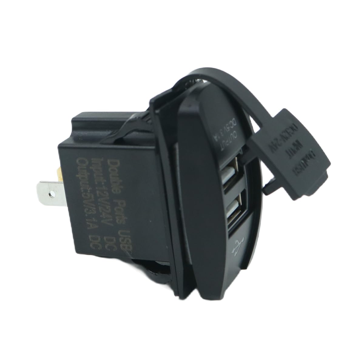 Batum Podwójna ładowarka samochodowa USB 3.1A 12V-24V, gniazdo panelowe z osłoną, niebieskie światło